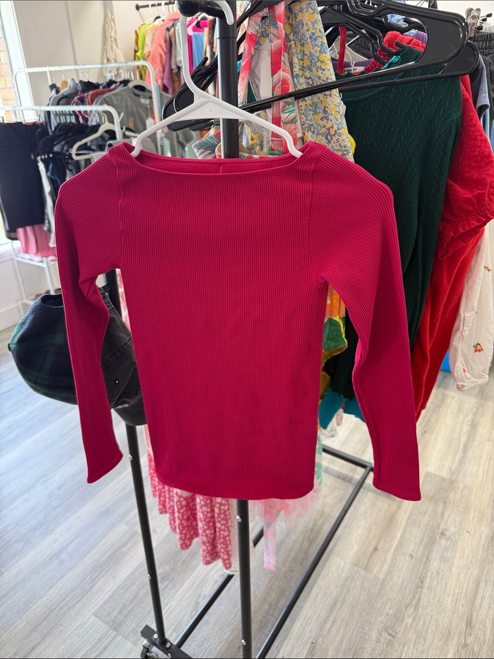 Free People Pink Ribbed Top